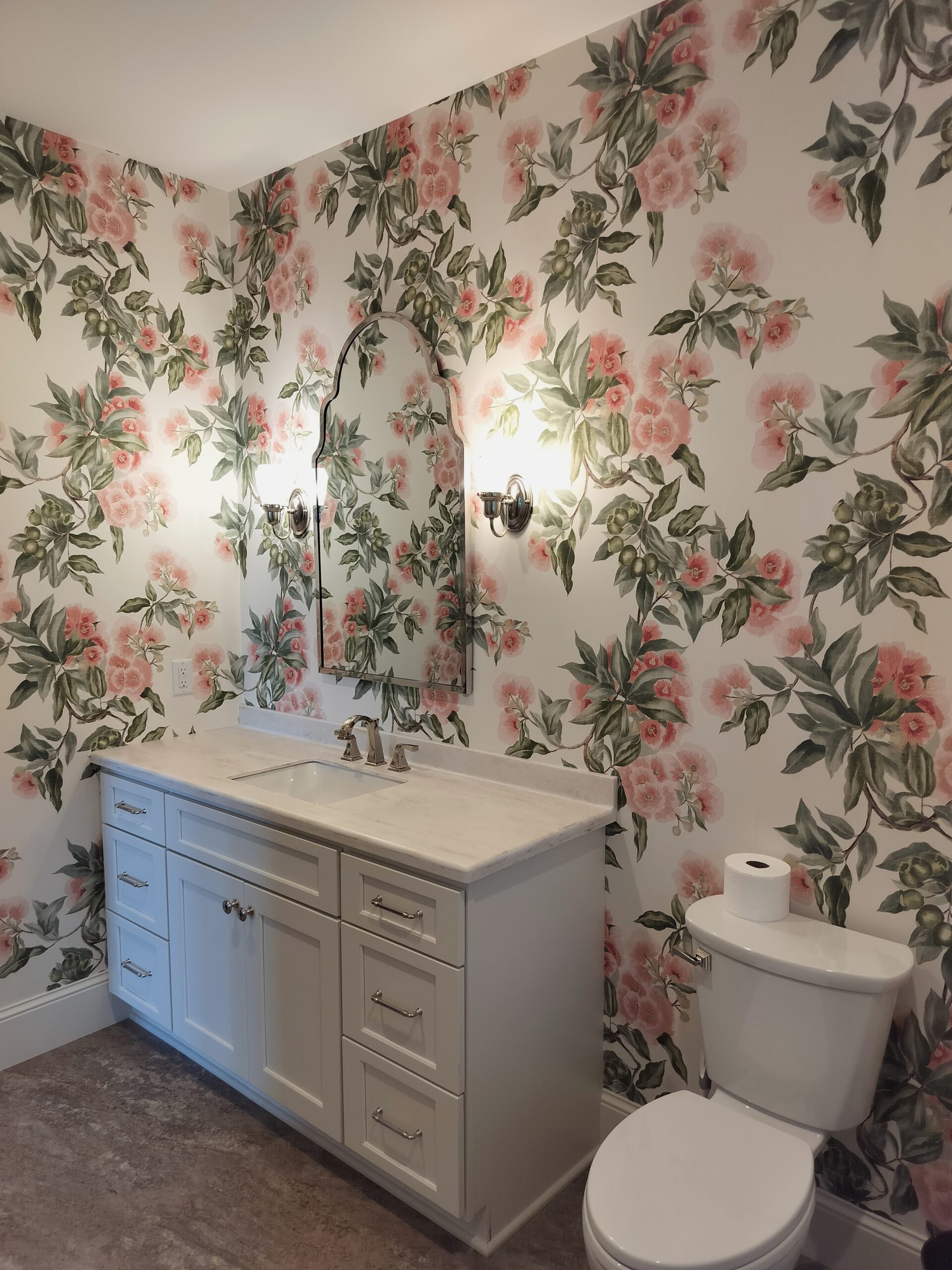 Wallpapered bathroom