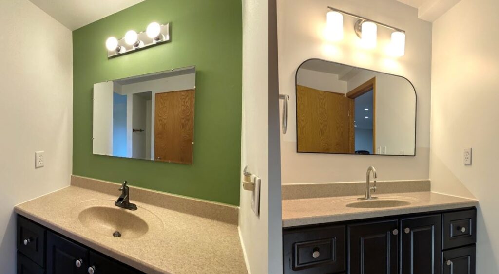 A bathroom with cosmetic updates